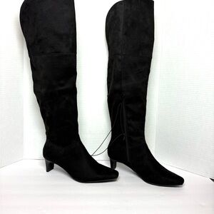 Worthington Over Knee Boots Black Faux Suede Tall Sexy Coquette Baddie Sz 6 NWB